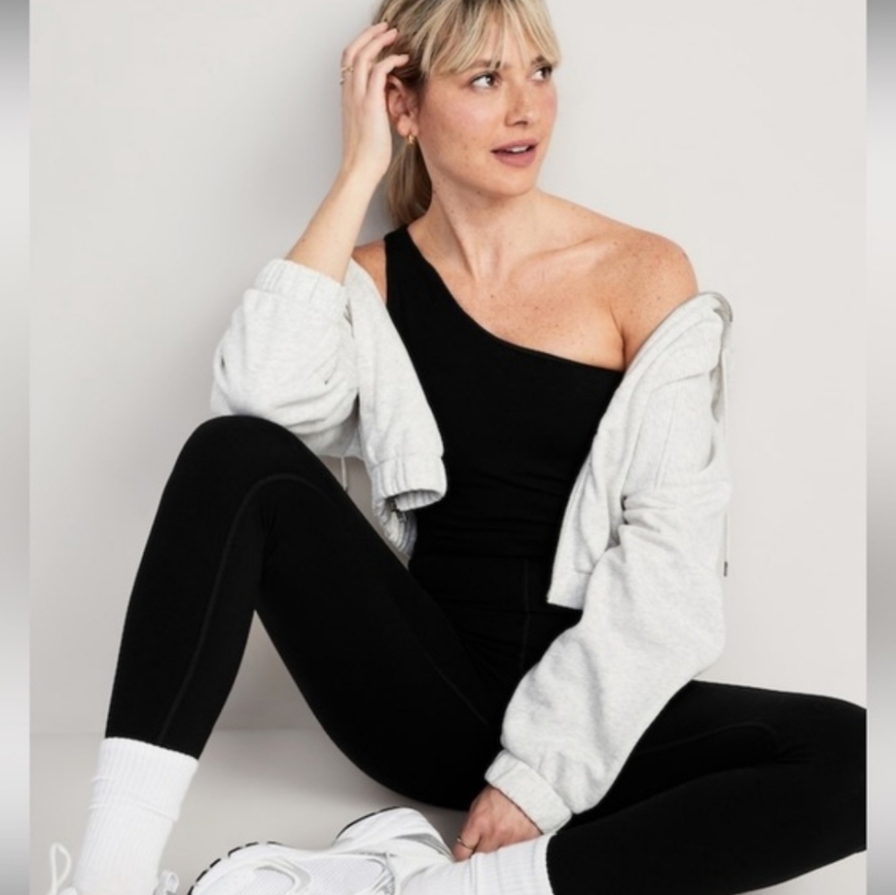 Women’s Black One-Shoulder PowerChill 7/8-Length Bodysuit - XS